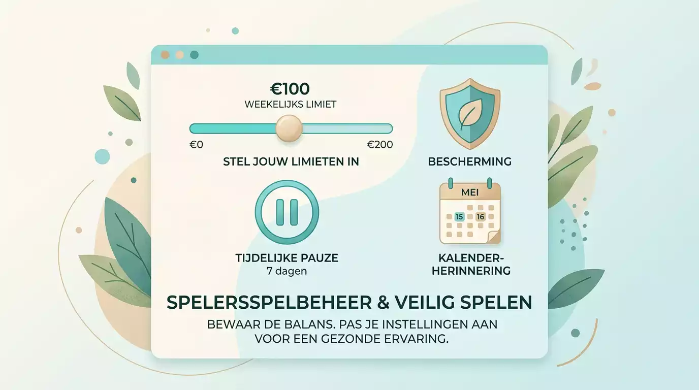 Illustratie van limieten, pauze en spelersbescherming bij online gokken